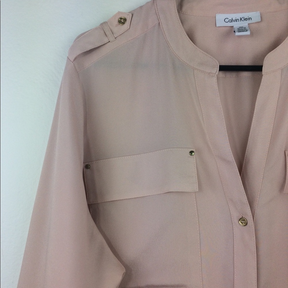Calvin Klein blush pink button down blouse-16